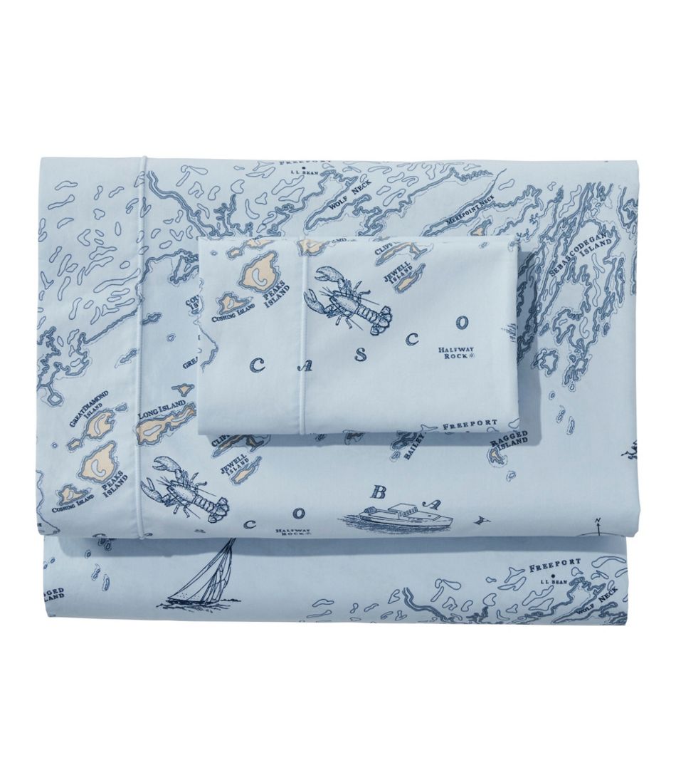 Nautical Map Percale Sheet Collection / L.L.Bean