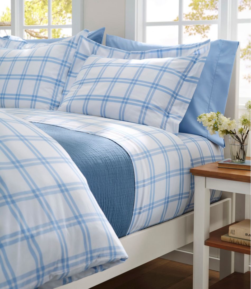 280-Thread-Count Pima Percale Sheet Collection, Windowpane / L.L.Bean