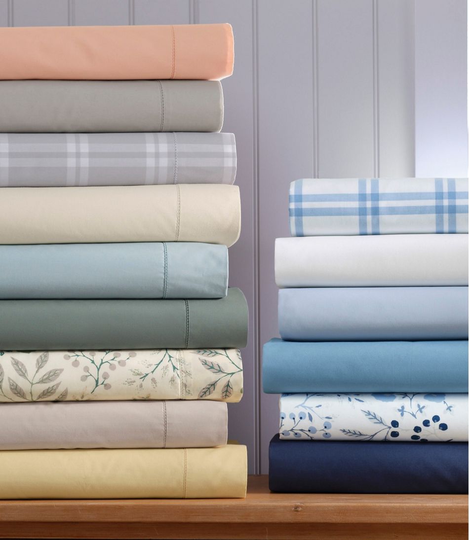 280-Thread-Count Pima Percale Sheet Collection, Windowpane / L.L.Bean
