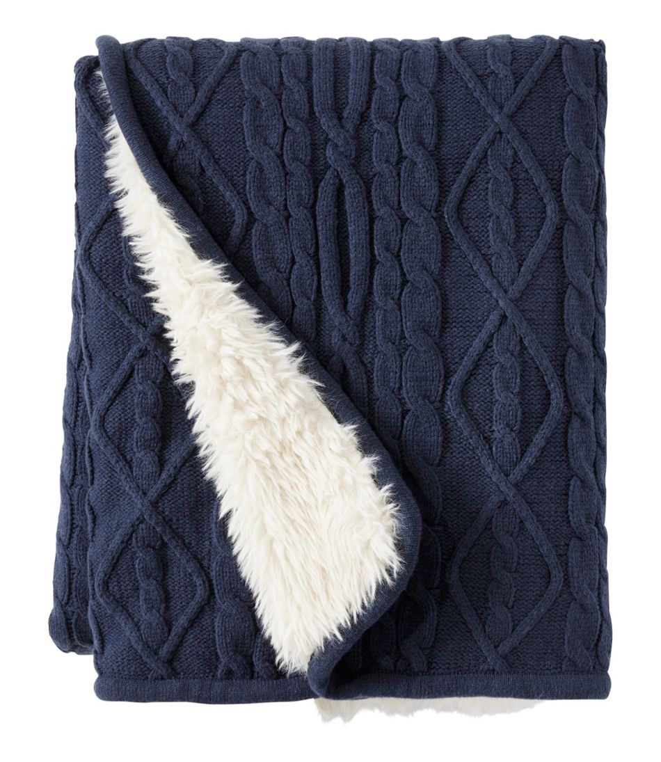 1912 Heritage Knit Faux Fur Throw, Cable / L.L.Bean