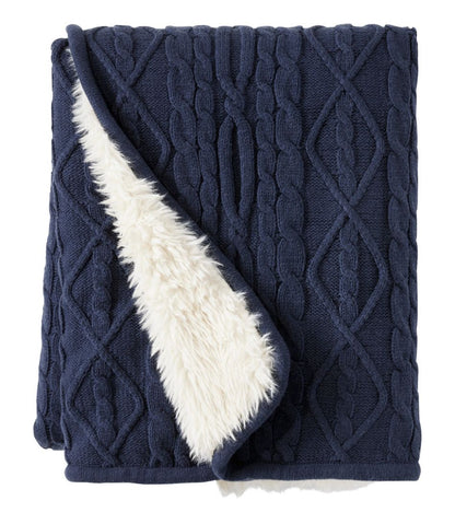 1912 Heritage Knit Faux Fur Throw, Cable / L.L.Bean