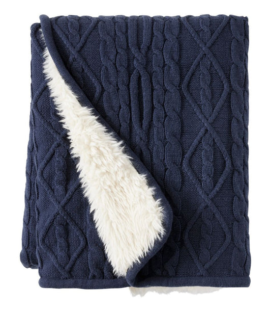 1912 Heritage Knit Faux Fur Throw, Cable / L.L.Bean