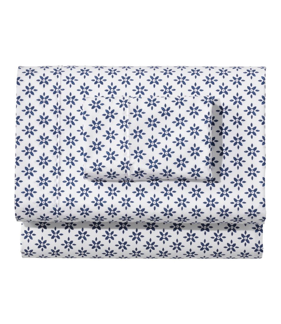 Sunwashed Percale Sheet Collection, Block Floral Print / L.L.Bean