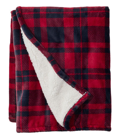Wicked Plush Sherpa Throw, Plaid / L.L.Bean