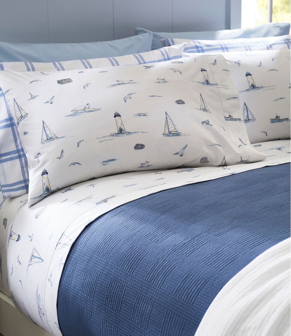 Nautical Boats Percale Sheet Collection / L.L.Bean