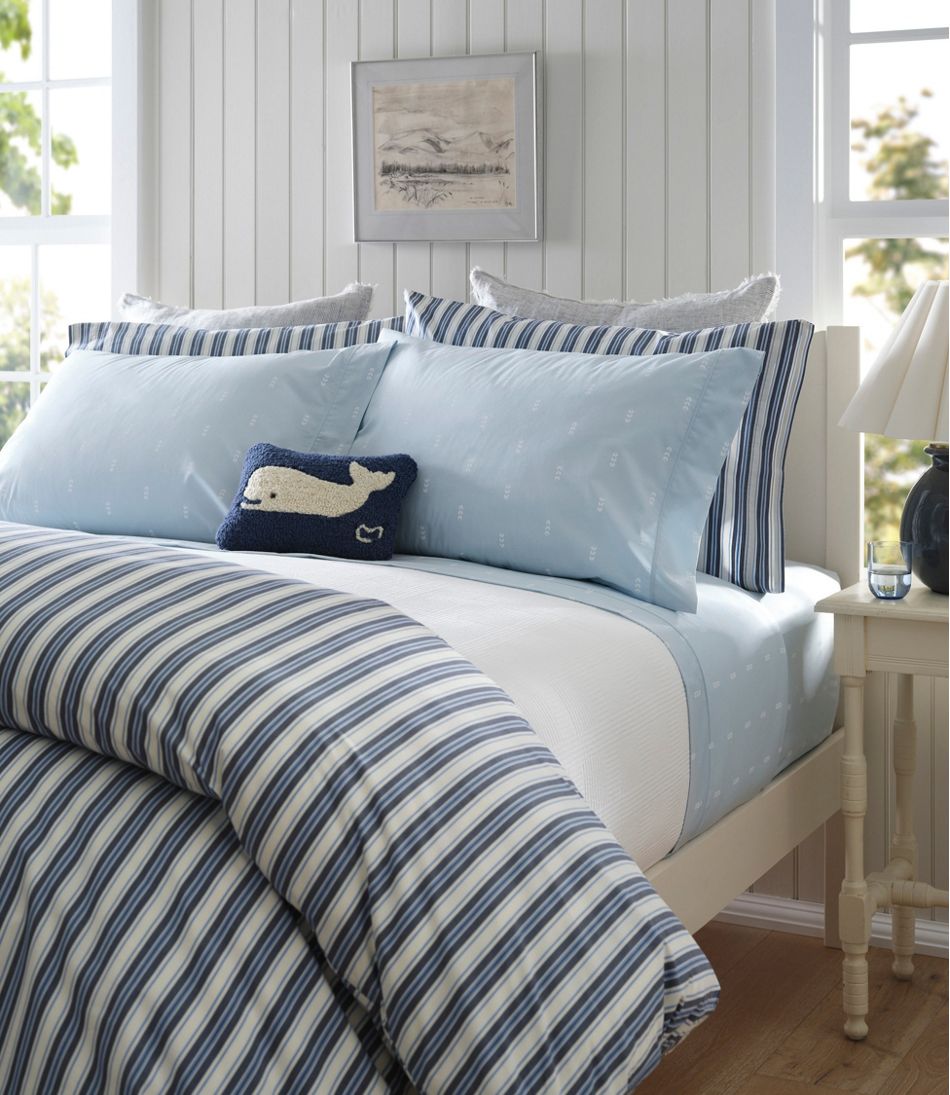 Sunwashed Percale Sheet Collection, Stamped Leaf Print / L.L.Bean
