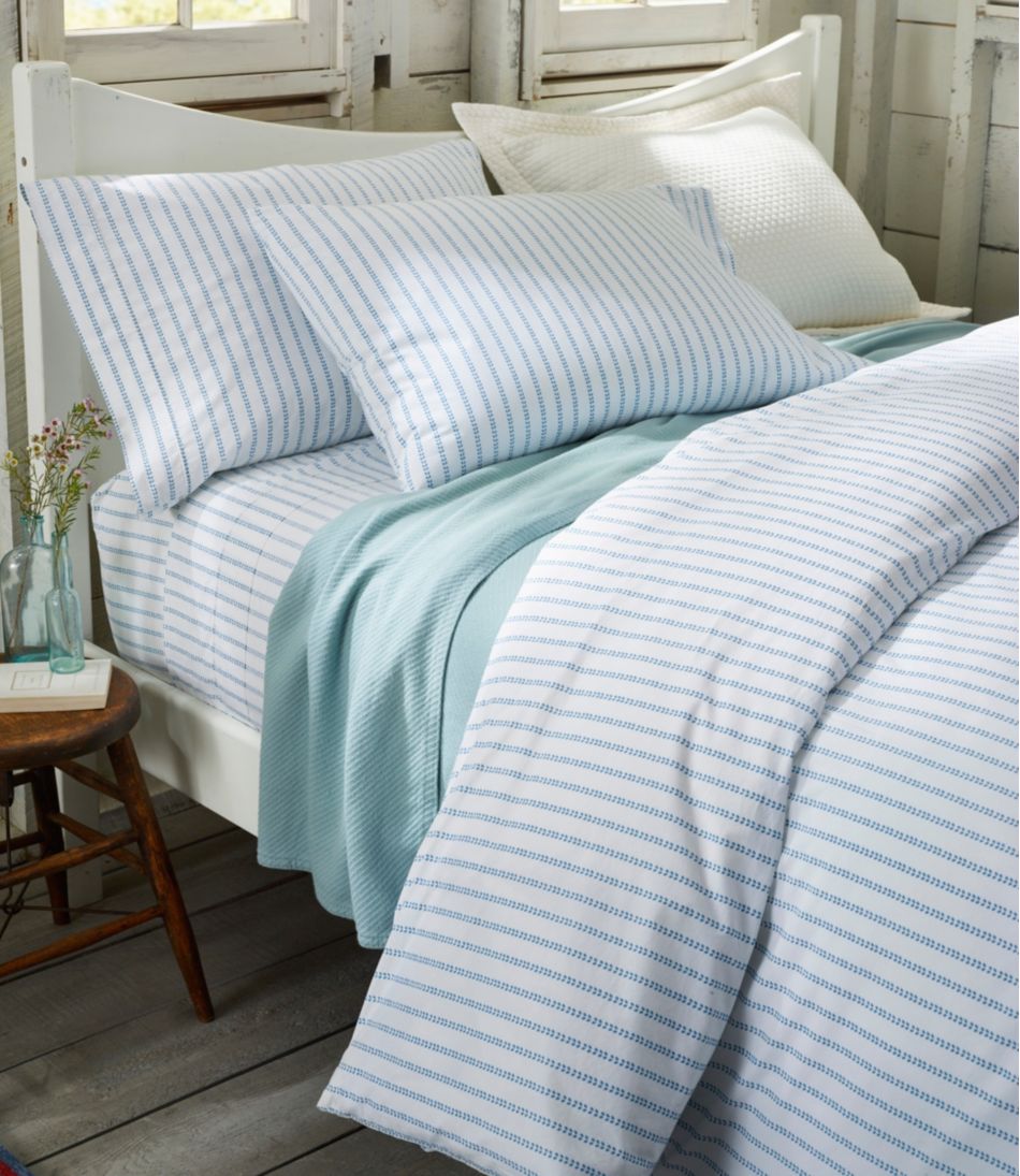 Sunwashed Percale Comforter Cover, Stripe Leaf / L.L.Bean