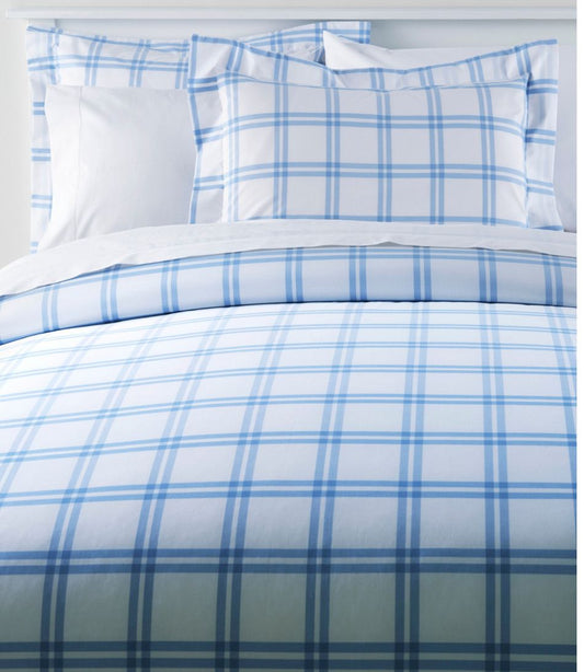 280-Thread-Count Pima Cotton Percale Comforter Cover Collection, Windowpane / L.L.Bean