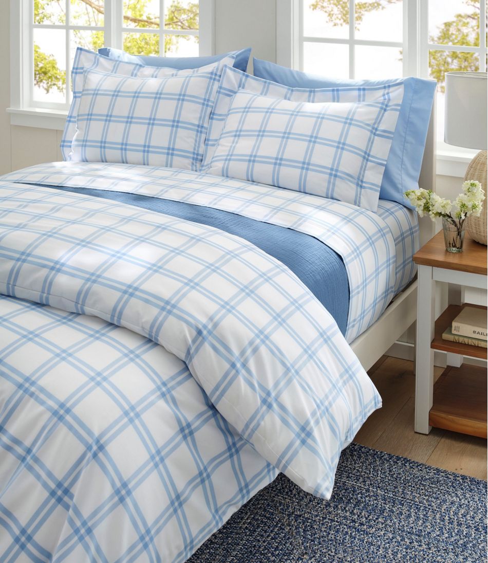 280-Thread-Count Pima Cotton Percale Comforter Cover Collection, Windowpane / L.L.Bean
