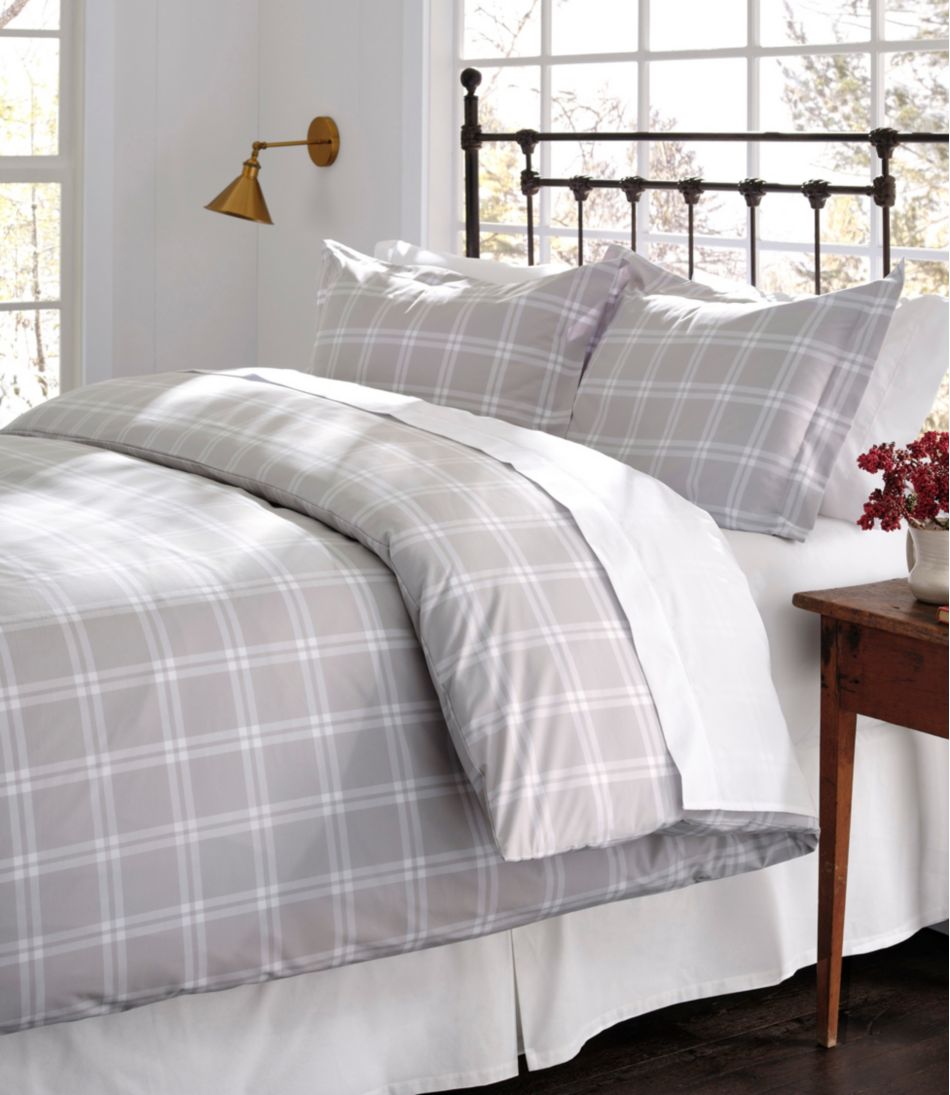 280-Thread-Count Pima Cotton Percale Comforter Cover Collection, Windowpane / L.L.Bean