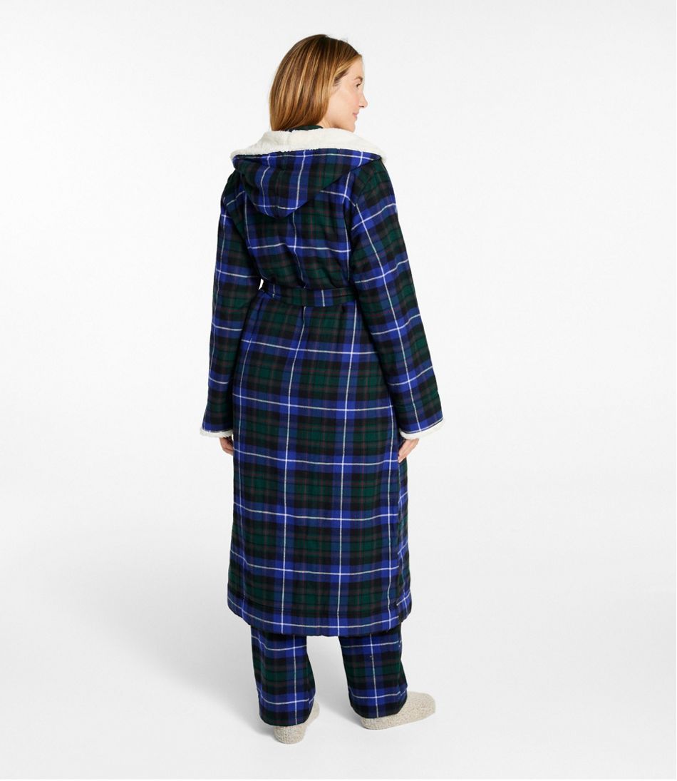 Women's Scotch Plaid Flannel Robe, Sherpa-Lined Long / L.L.Bean