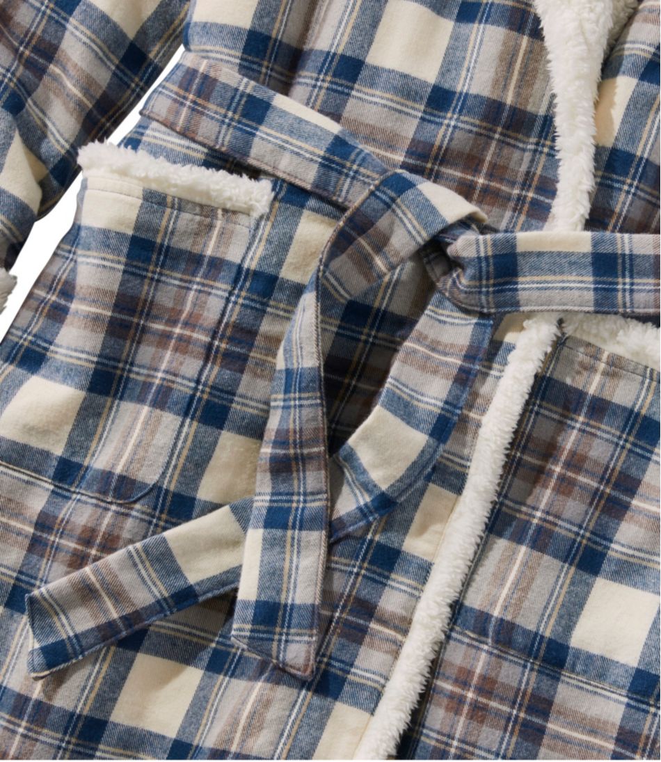 Women's Scotch Plaid Flannel Robe, Sherpa-Lined Long / L.L.Bean