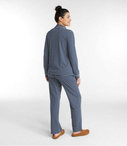 Women's Super-Soft Shrink-Free Button Front Pajama Set, Stripe / L.L.Bean