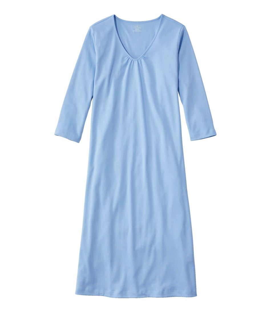 Women's Supima Cotton Nightgown, V-Neck Three-Quarter-Sleeve / L.L.Bean
