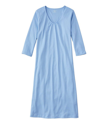 Women's Supima Cotton Nightgown, V-Neck Three-Quarter-Sleeve / L.L.Bean