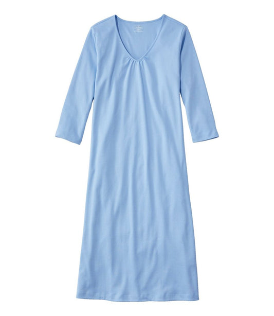 Women's Supima Cotton Nightgown, V-Neck Three-Quarter-Sleeve / L.L.Bean