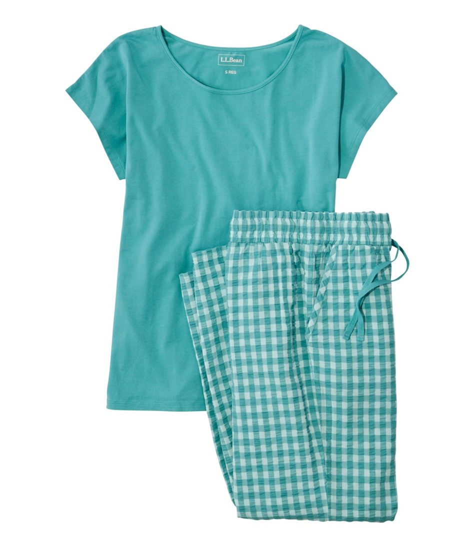 Women's Bean's Seacoast Seersucker Pajama Pant Set / L.L.Bean