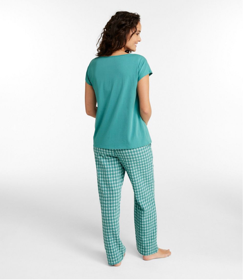Women's Bean's Seacoast Seersucker Pajama Pant Set / L.L.Bean