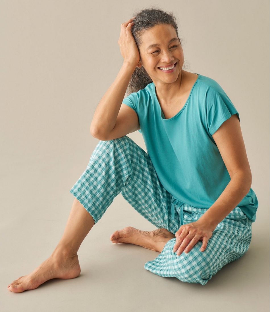 Women's Bean's Seacoast Seersucker Pajama Pant Set / L.L.Bean