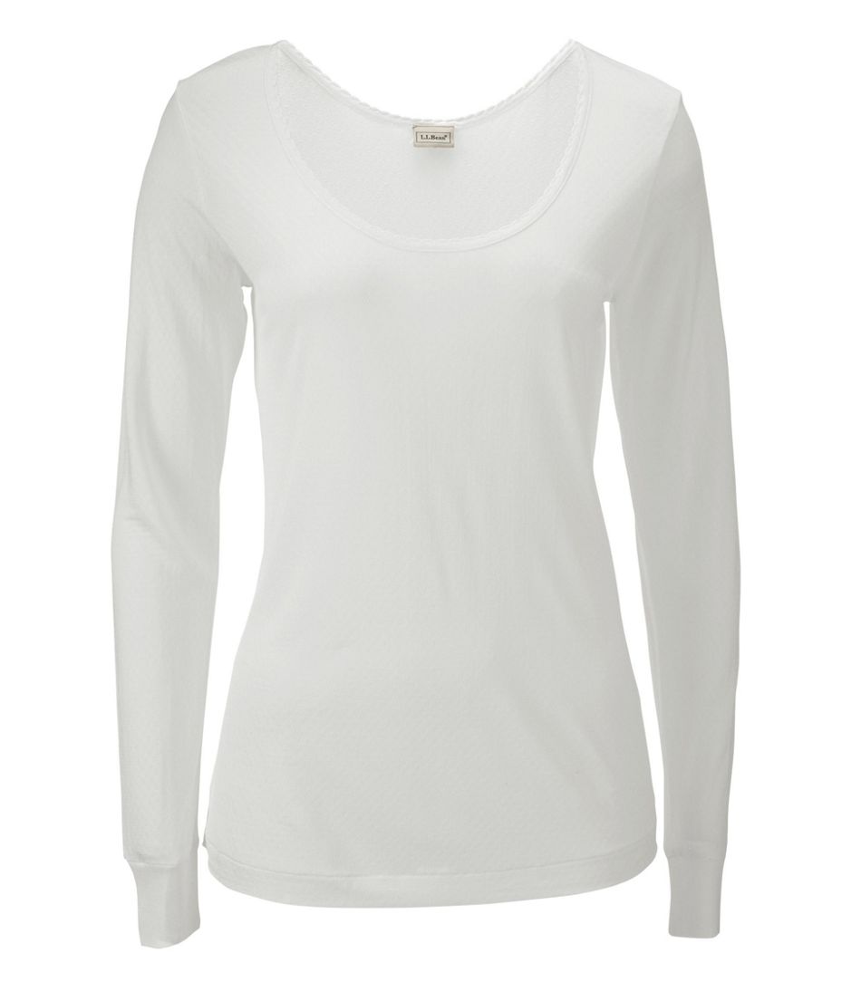 Women's Silk Pointelle, Long-Sleeve Scoopneck / L.L.Bean