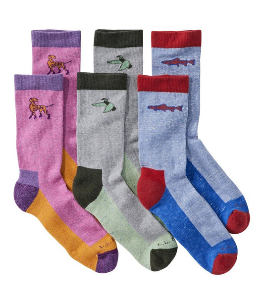 Adults' Wicked Soft Cotton Socks Animal Gift Set, 3-Pack / L.L.Bean