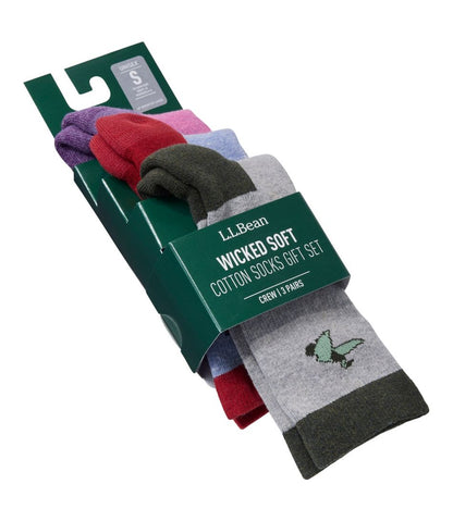 Adults' Wicked Soft Cotton Socks Animal Gift Set, 3-Pack / L.L.Bean