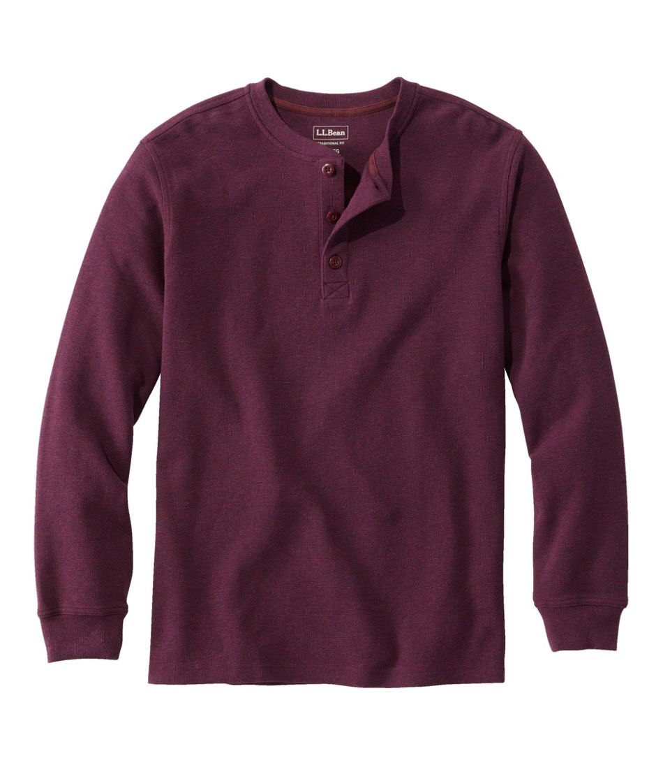 Men's Unshrinkable Mini-Waffle Henley, Long-Sleeve Traditional Fit / L.L.Bean