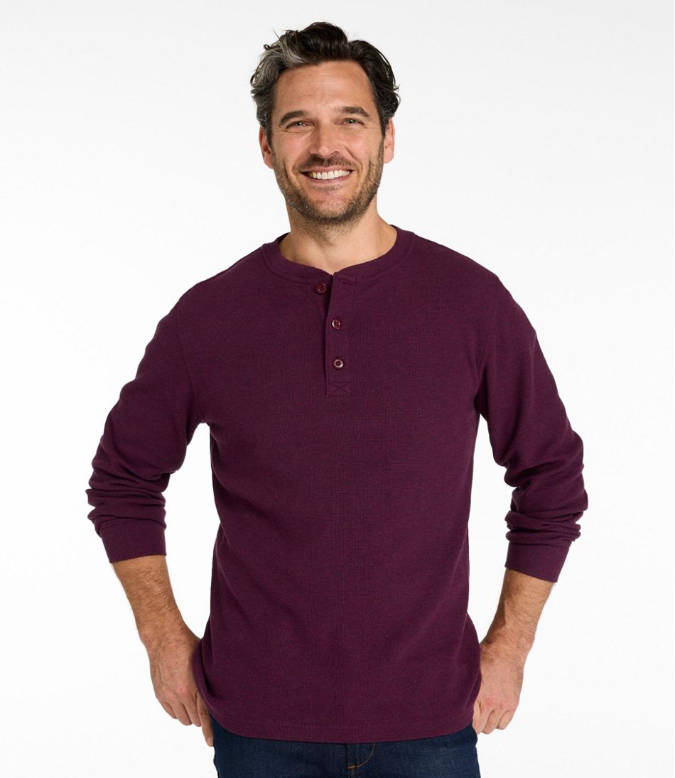 Men's Unshrinkable Mini-Waffle Henley, Long-Sleeve Traditional Fit / L.L.Bean