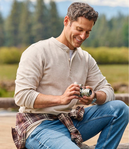 Men's Unshrinkable Mini-Waffle Henley, Long-Sleeve Traditional Fit / L.L.Bean