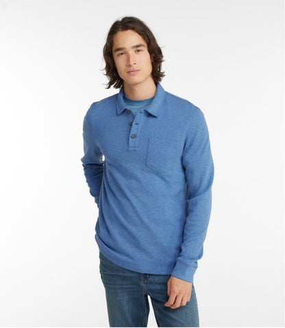Men's Washed Cotton Double-Knit Polo, Long-Sleeve / L.L.Bean