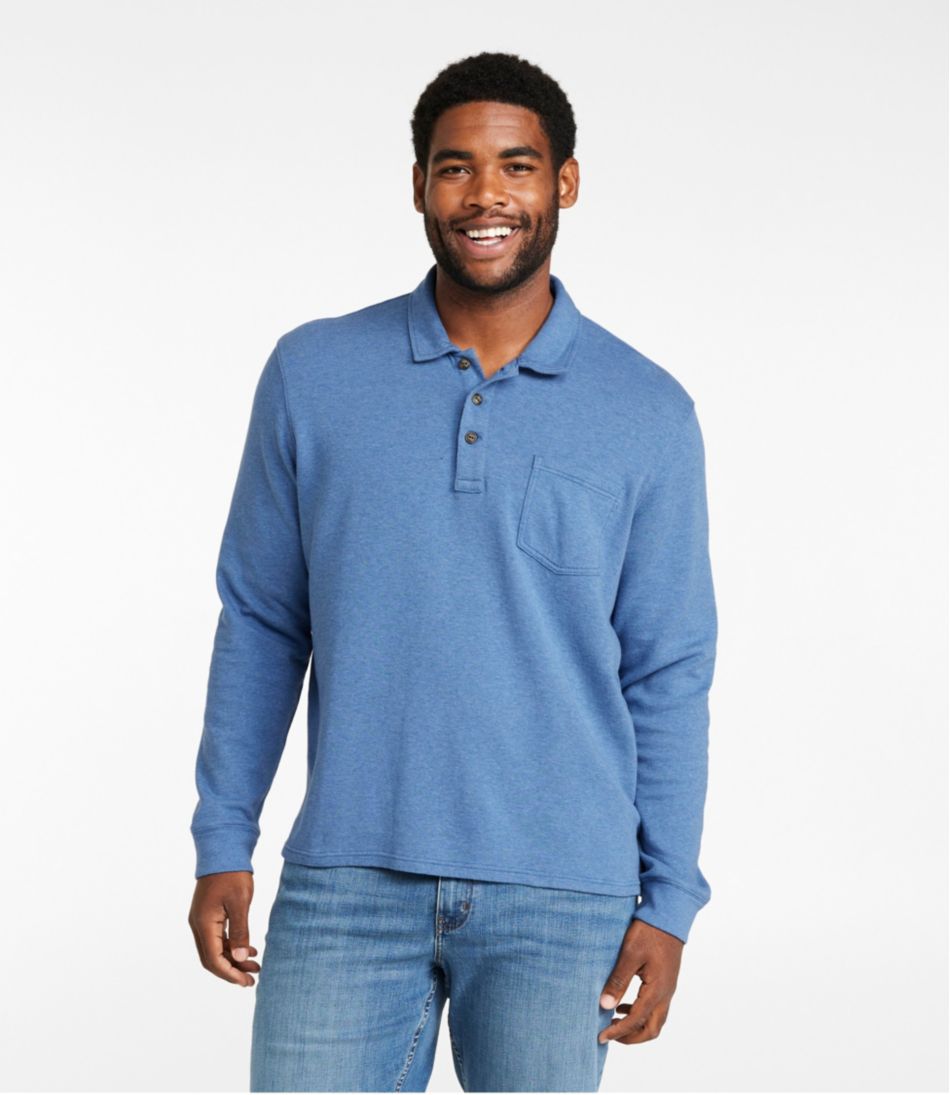 Men's Washed Cotton Double-Knit Polo, Long-Sleeve / L.L.Bean