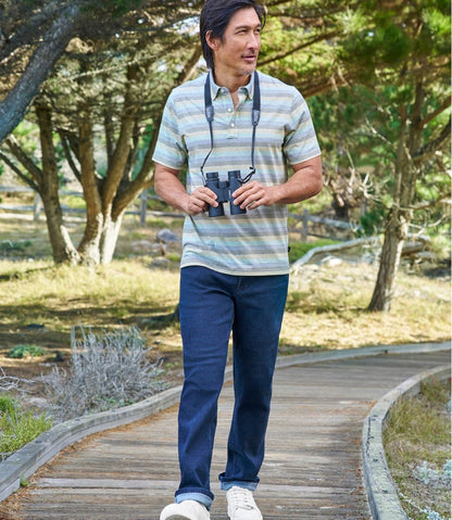 Men's Comfort Stretch Performance® Pima Polo, Short-Sleeve, Stripe / L.L.Bean