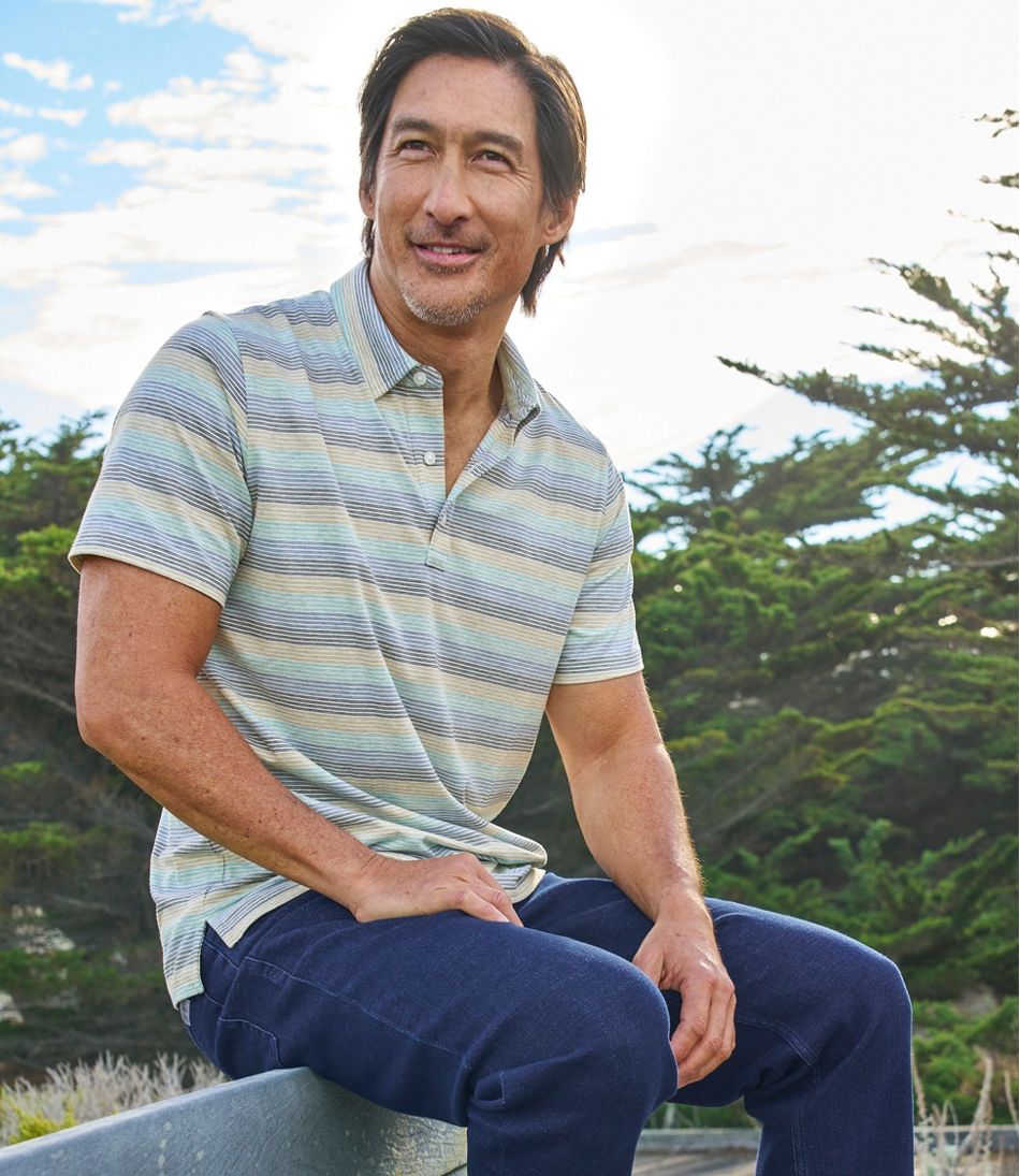 Men's Comfort Stretch Performance® Pima Polo, Short-Sleeve, Stripe / L.L.Bean