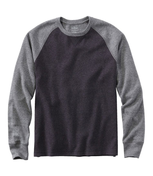Men's Washed Cotton Double-Knit Crewneck, Slightly Fitted Long-Sleeve Colorblock / L.L.Bean
