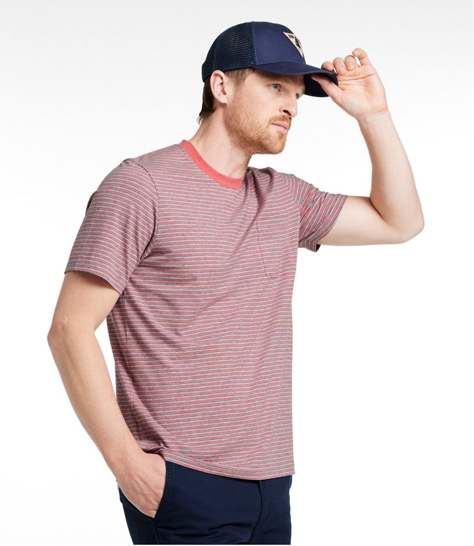 Men's Comfort Stretch Performance® Pima Pocket Tee, Short-Sleeve, Stripe / L.L.Bean