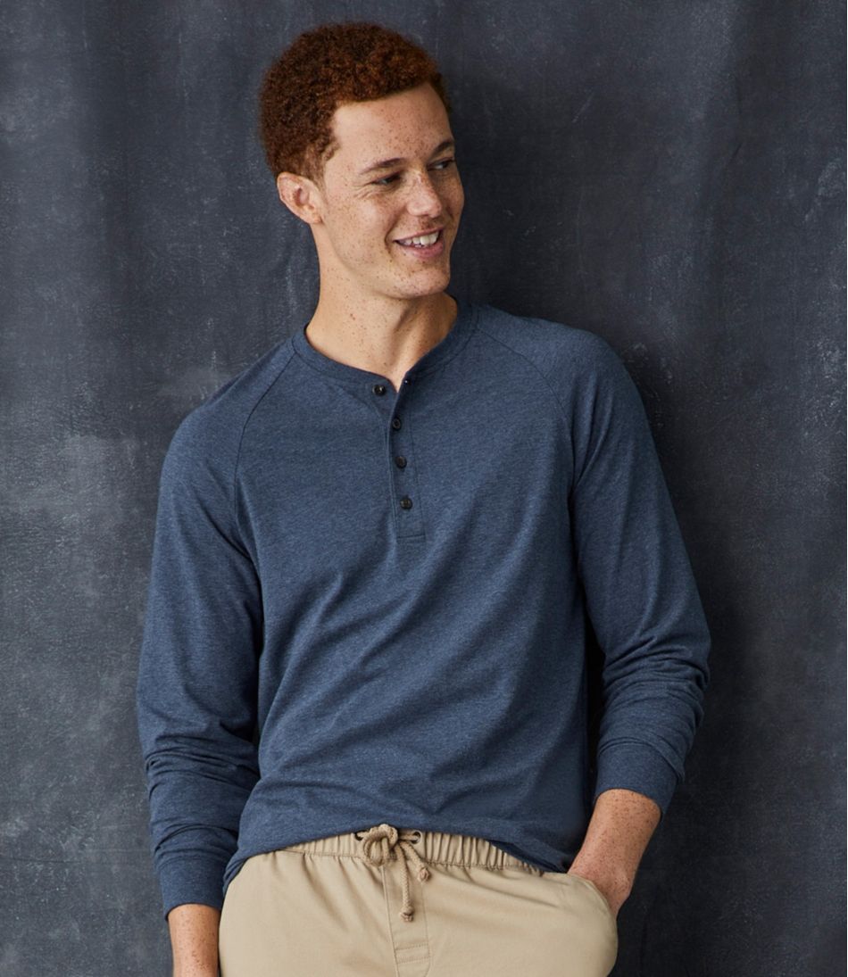 Men's Comfort Stretch Pima Tee Shirt, Long-Sleeve Henley / L.L.Bean