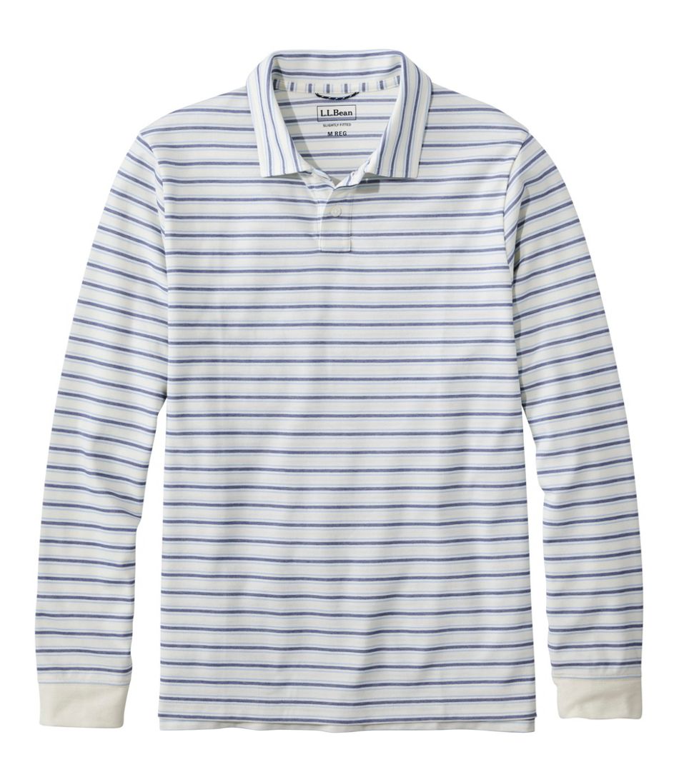 Men's Comfort Stretch Performance® Polo, Long-Sleeve, Stripe / L.L.Bean