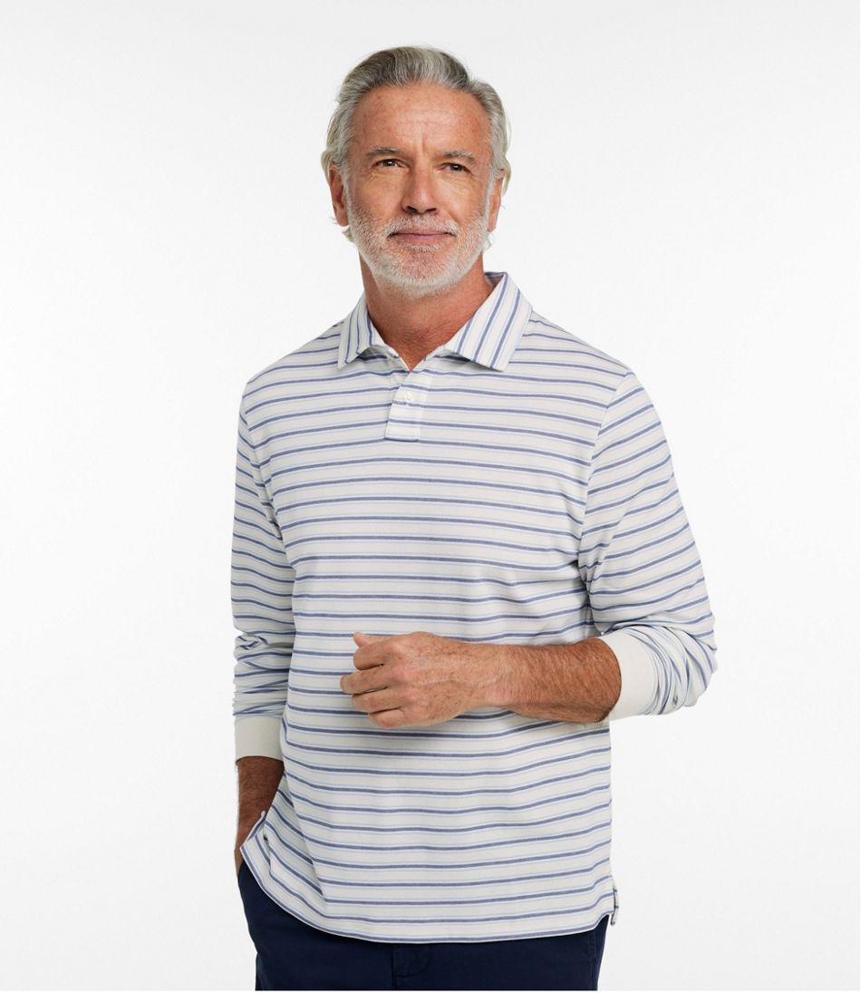 Men's Comfort Stretch Performance® Polo, Long-Sleeve, Stripe / L.L.Bean
