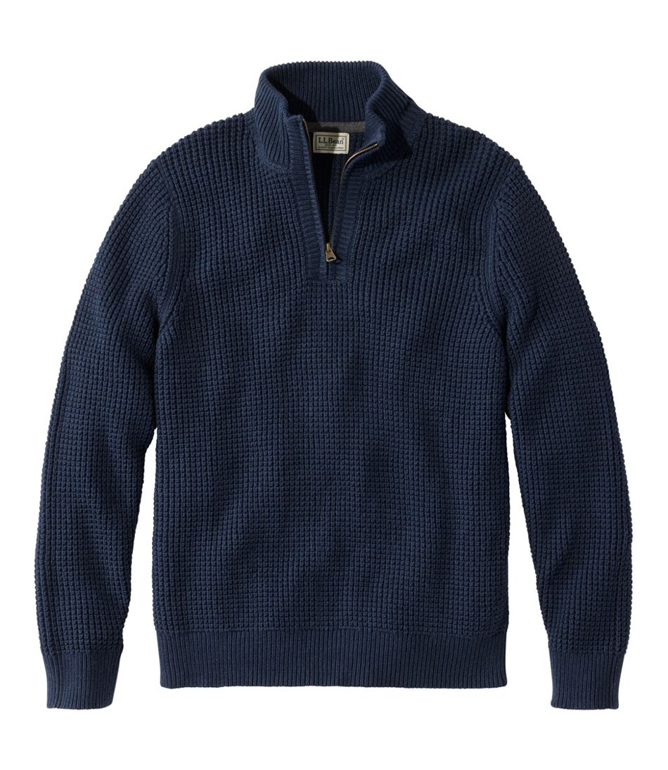 Men's Organic Cotton Waffle Sweater, Quarter Zip / L.L.Bean