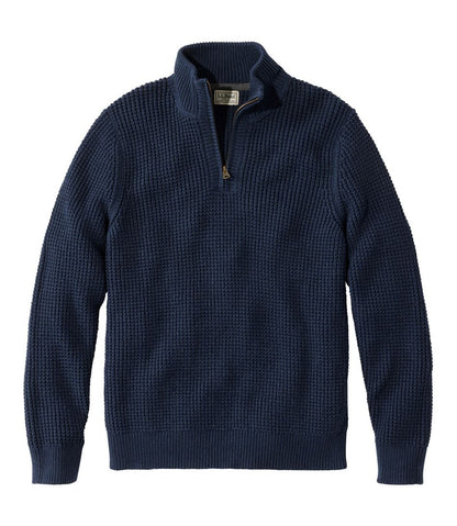 Men's Organic Cotton Waffle Sweater, Quarter Zip / L.L.Bean
