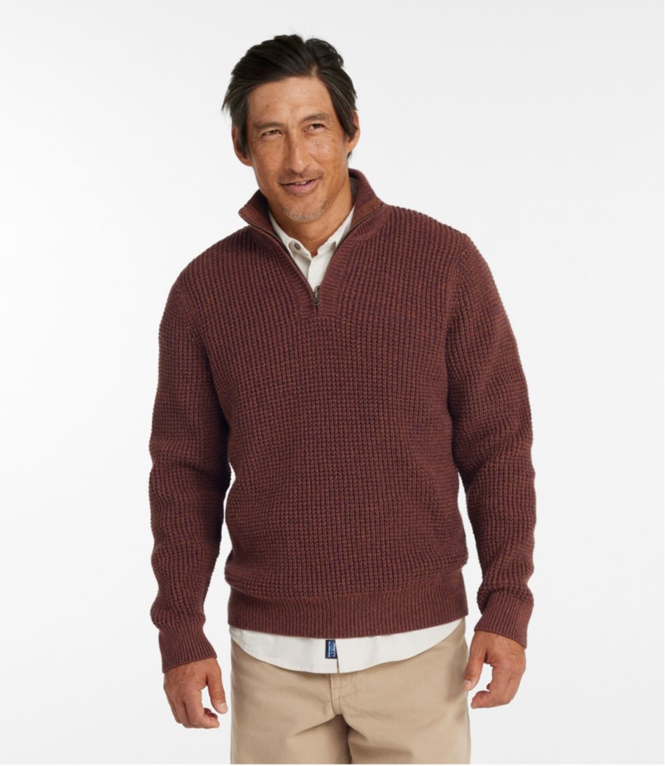 Men's Organic Cotton Waffle Sweater, Quarter Zip / L.L.Bean