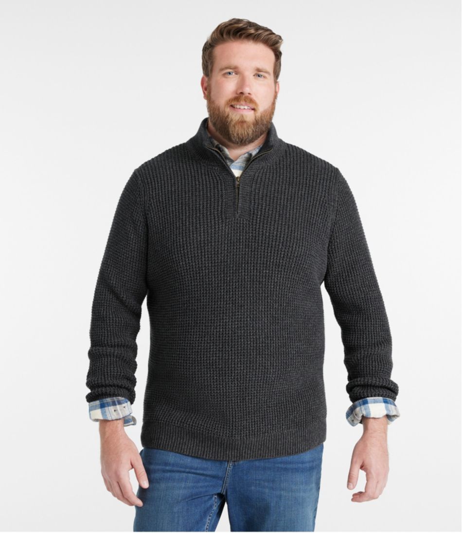 Men's Organic Cotton Waffle Sweater, Quarter Zip / L.L.Bean