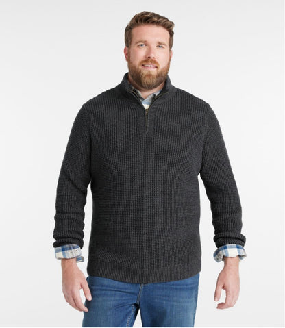 Men's Organic Cotton Waffle Sweater, Quarter Zip / L.L.Bean