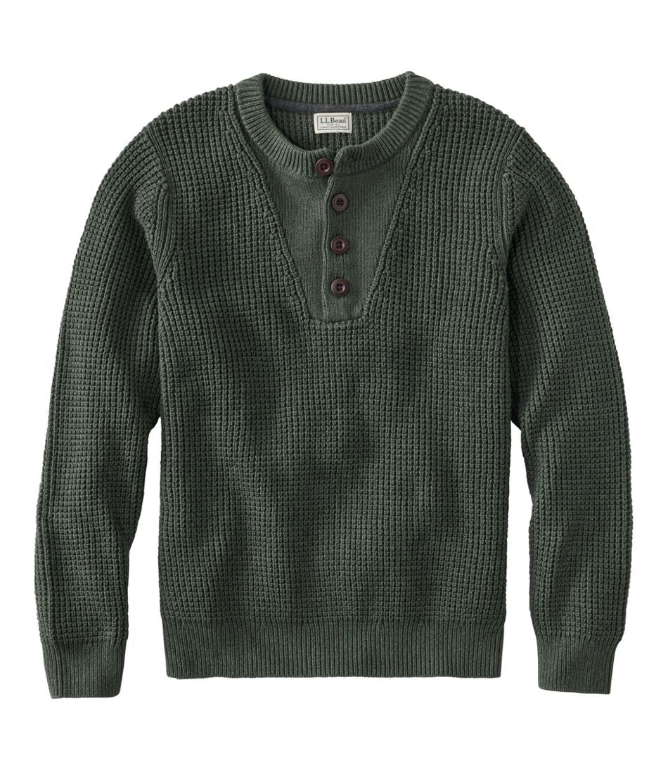 Men's Organic Cotton Waffle Sweater, Henley / L.L.Bean