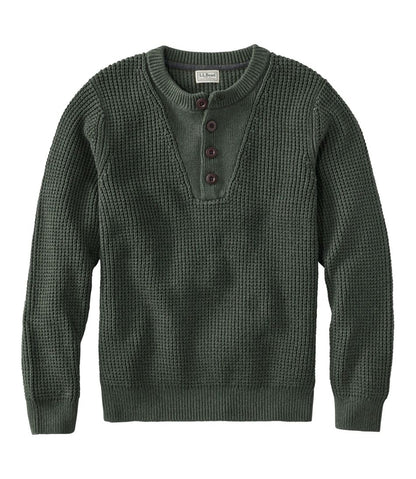 Men's Organic Cotton Waffle Sweater, Henley / L.L.Bean