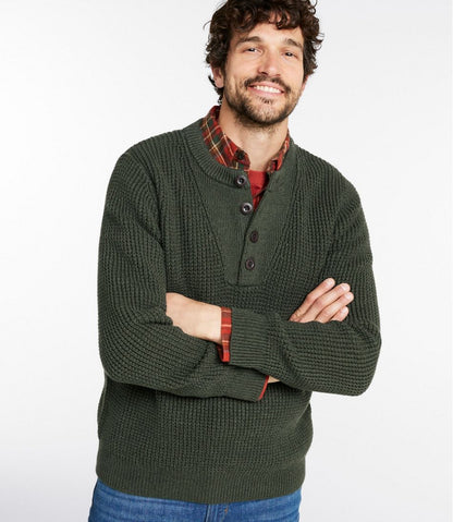 Men's Organic Cotton Waffle Sweater, Henley / L.L.Bean