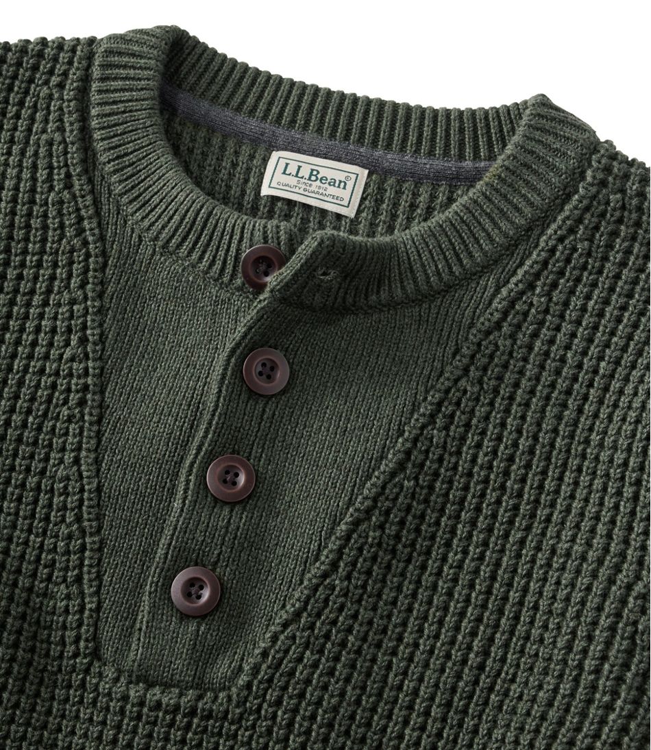 Men's Organic Cotton Waffle Sweater, Henley / L.L.Bean