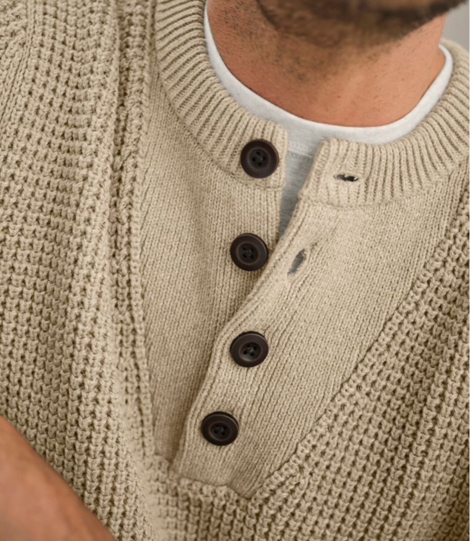 Men's Organic Cotton Waffle Sweater, Henley / L.L.Bean