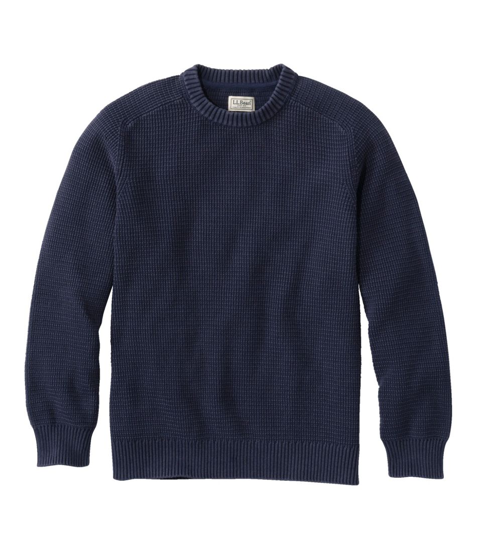 Men's Sunwashed Textured Cotton Sweater, Crewneck / L.L.Bean