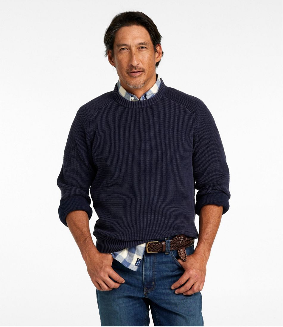 Men's Sunwashed Textured Cotton Sweater, Crewneck / L.L.Bean